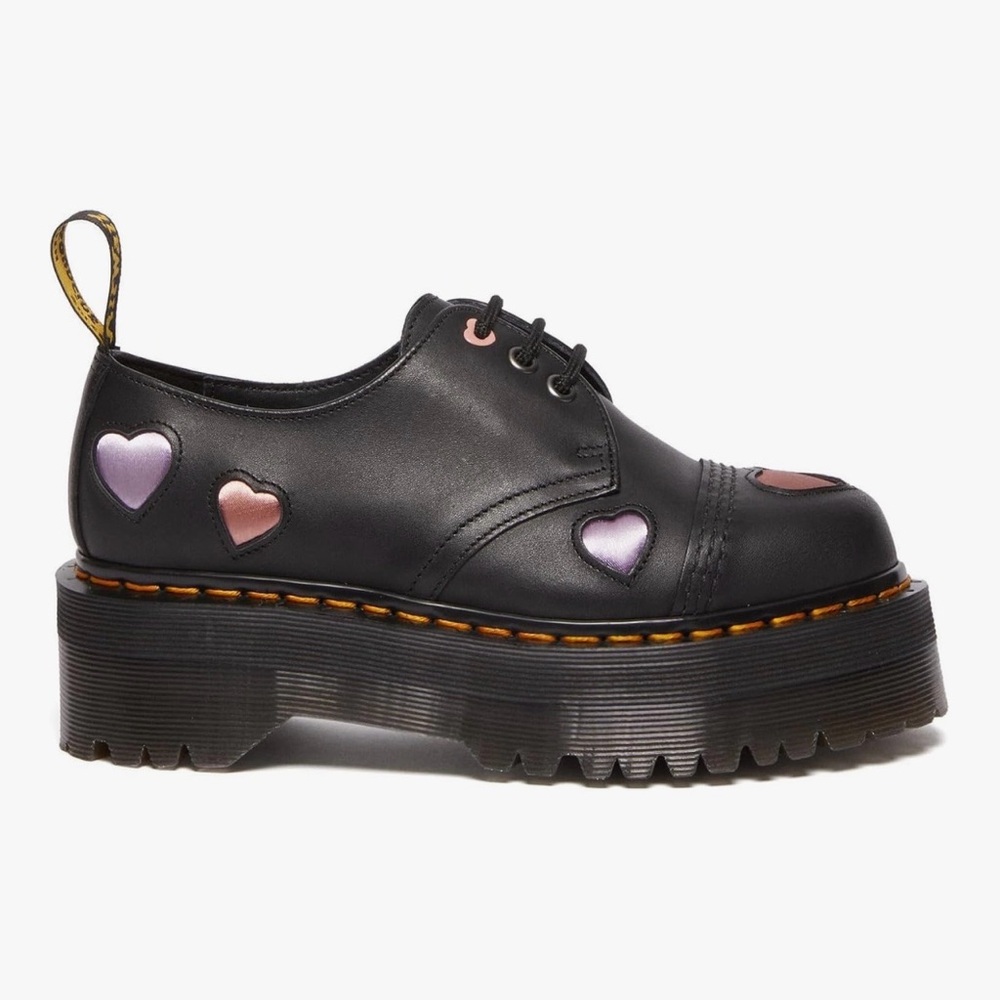 Dr. Martens Womens 1461 Quad Heart Leather Platform Shoe BNIB - Picture 4 of 7